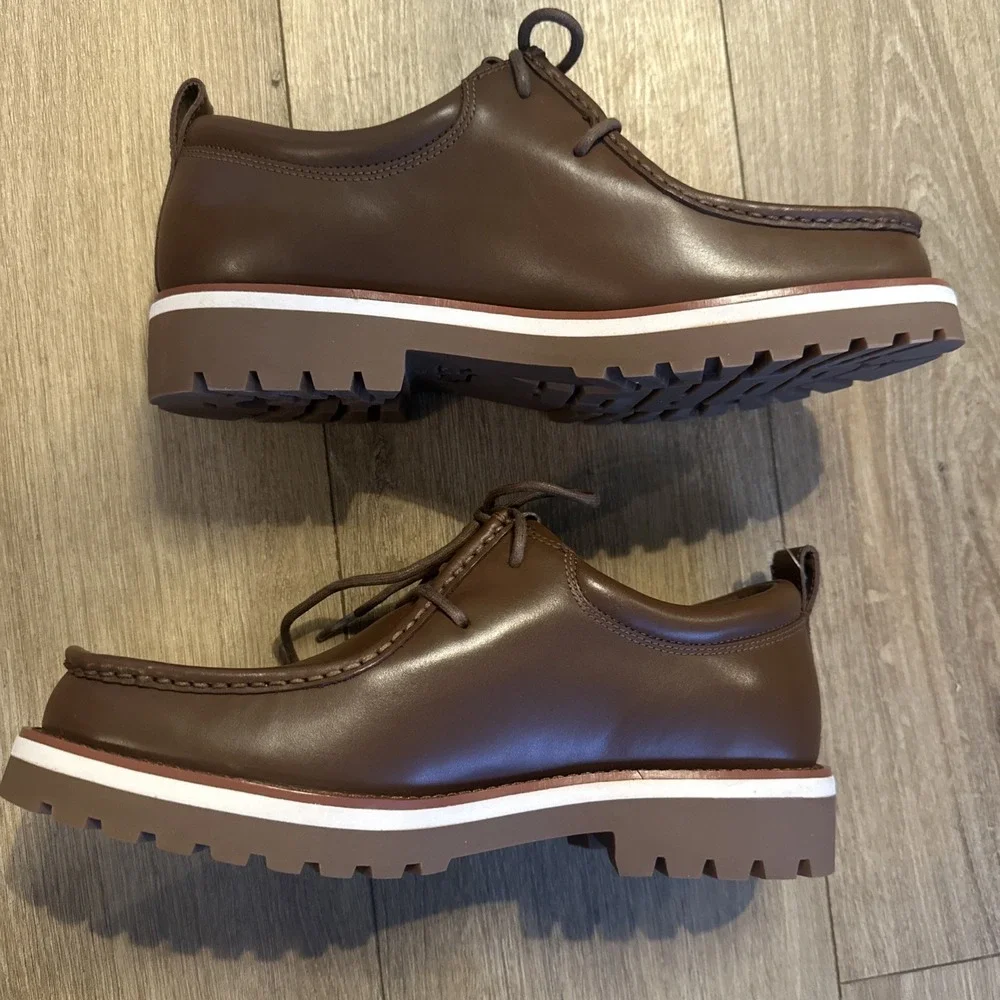 Coach Men's Banks Leather Boots Size 8D Dark Saddle Brown Derby New (No‎ Box)